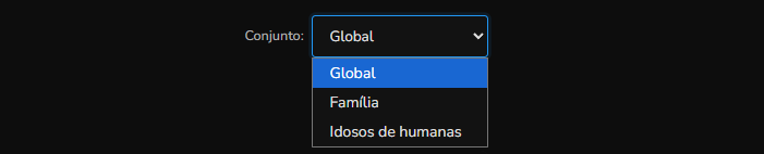 Filtro de conjunto na página de rankings